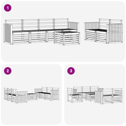 vidaXL Outdoor Sofa Set 7 pcs White Solid Acacia Wood