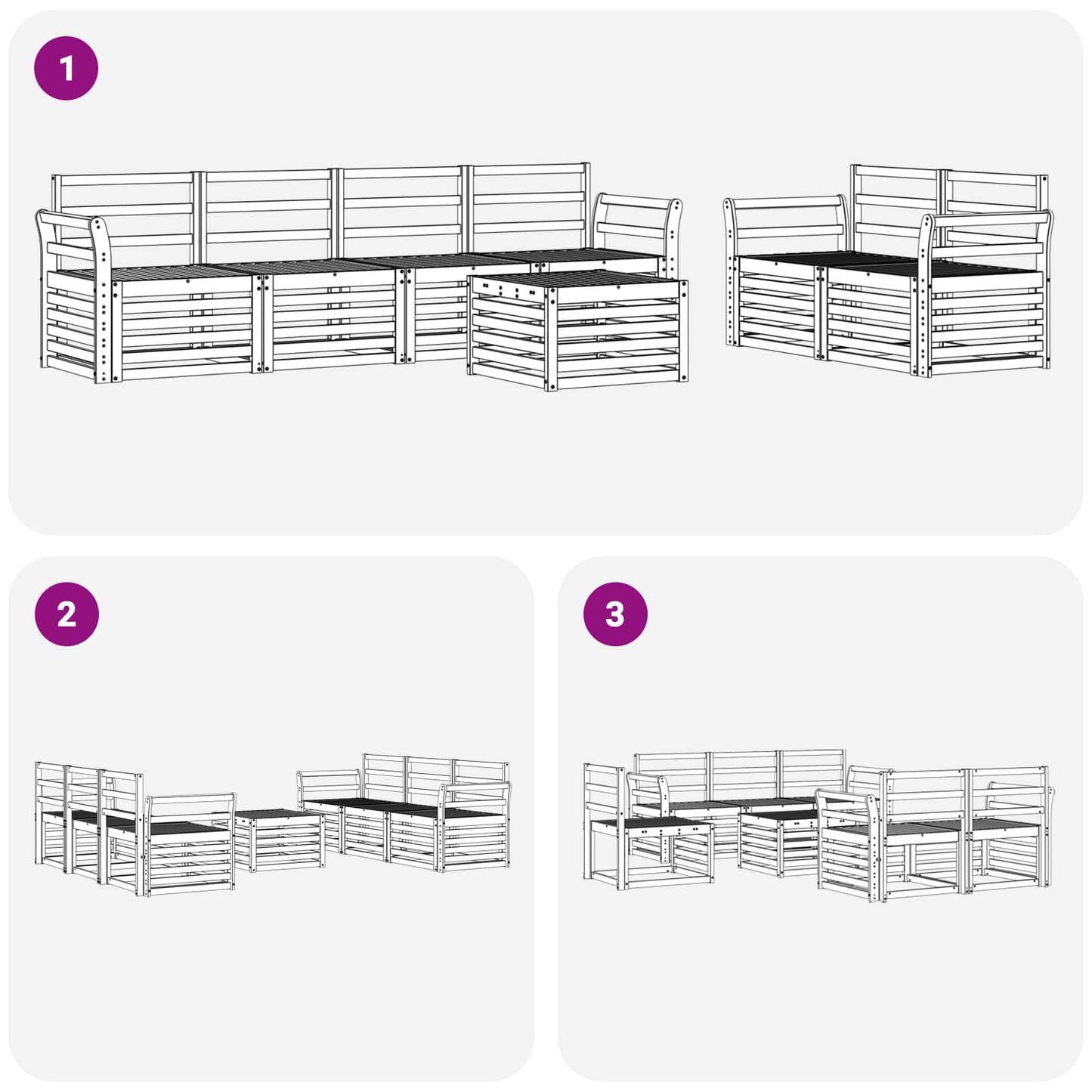 vidaXL Outdoor Sofa Set 7 pcs White Solid Acacia Wood