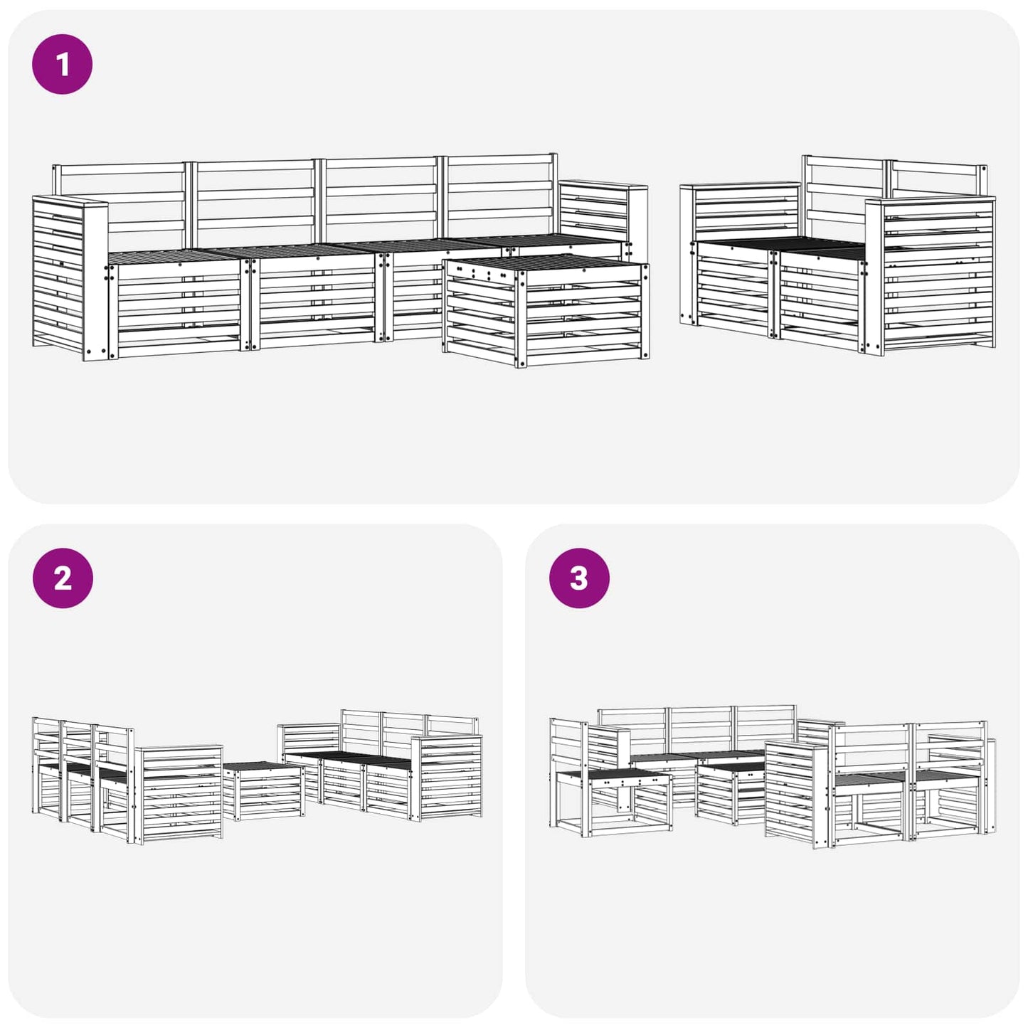 vidaXL Outdoor Sofa Set 7 pcs White Solid Acacia Wood