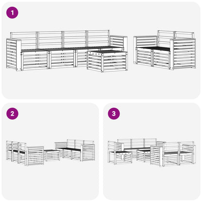 vidaXL Outdoor Sofa Set 7 pcs White Solid Acacia Wood