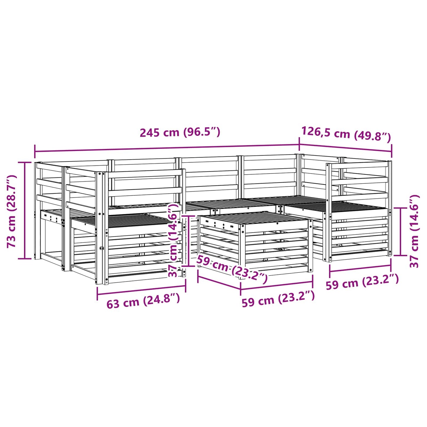 vidaXL Outdoor Sofa Set 7 pcs White Solid Acacia Wood
