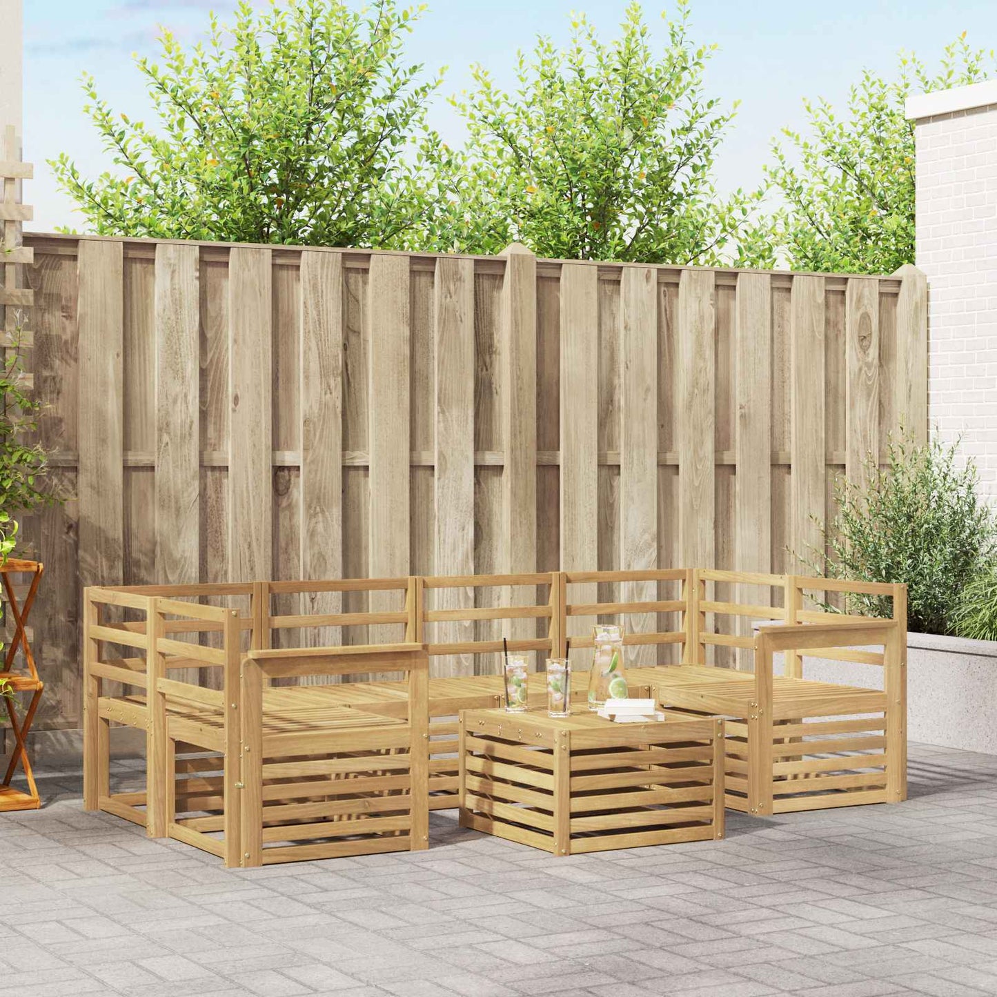 vidaXL Outdoor Sofa Set 7 pcs White Solid Acacia Wood
