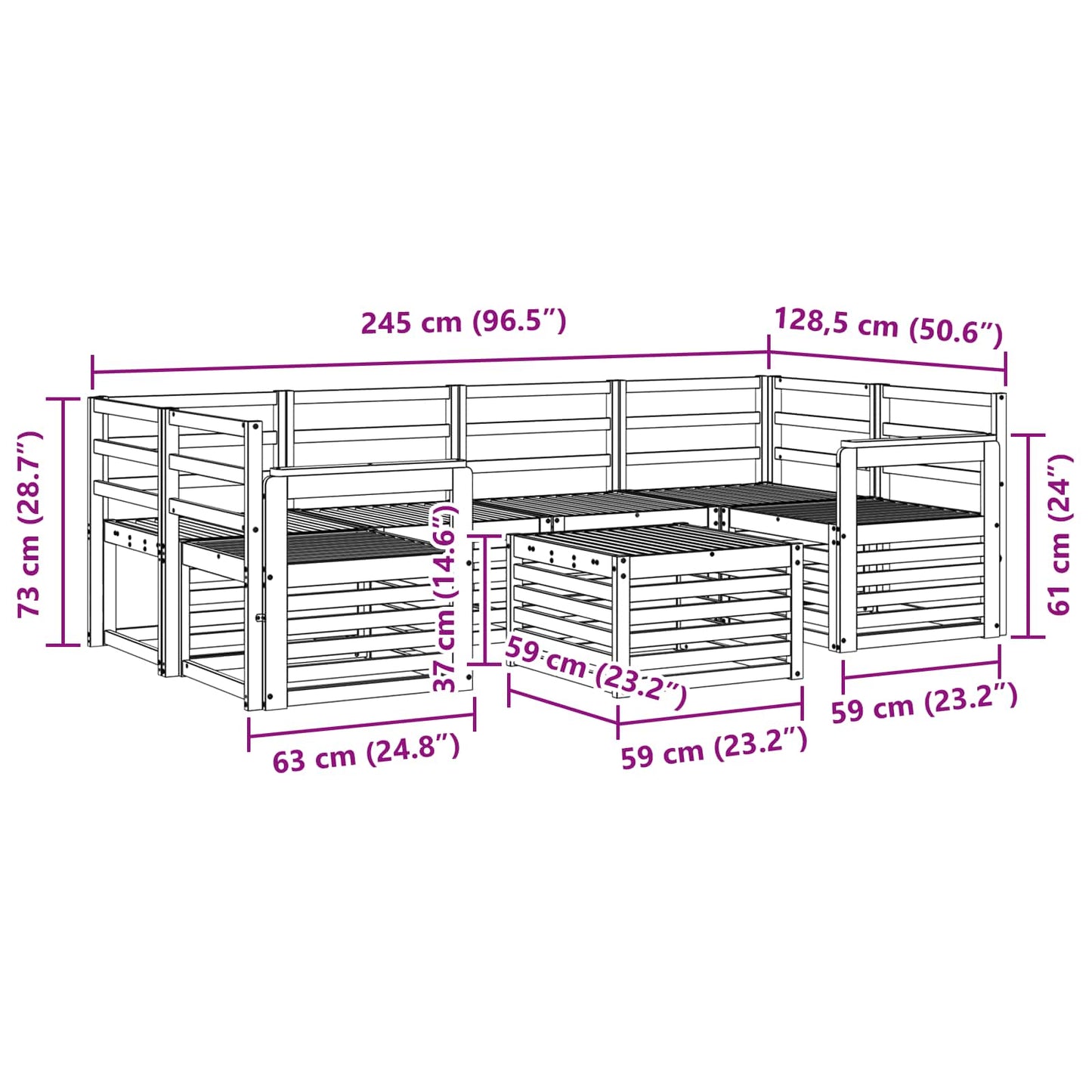 vidaXL Outdoor Sofa Set 7 pcs White Solid Acacia Wood