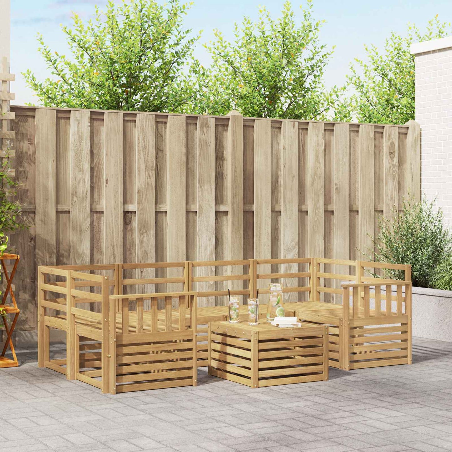 vidaXL Outdoor Sofa Set 7 pcs White Solid Acacia Wood