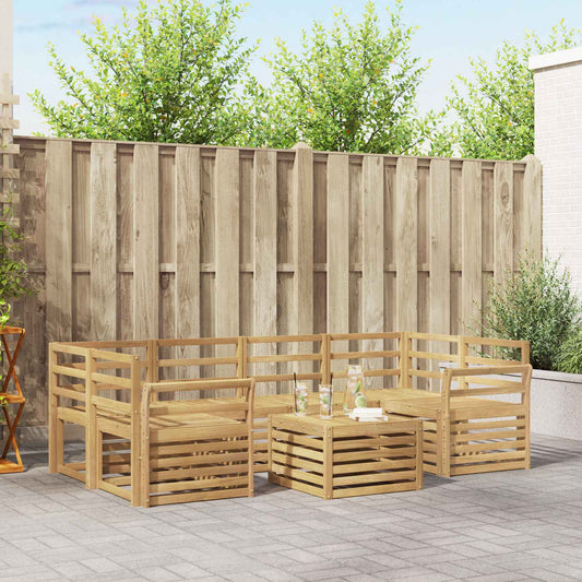 vidaXL Outdoor Sofa Set 7 pcs White Solid Acacia Wood