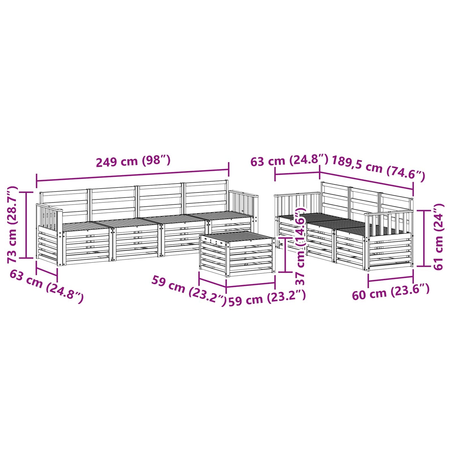 vidaXL Sofa Sets Solid Acacia Wood