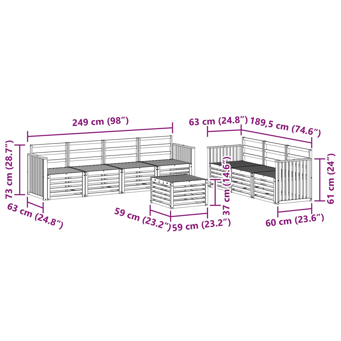 vidaXL Sofa Sets Solid Acacia Wood