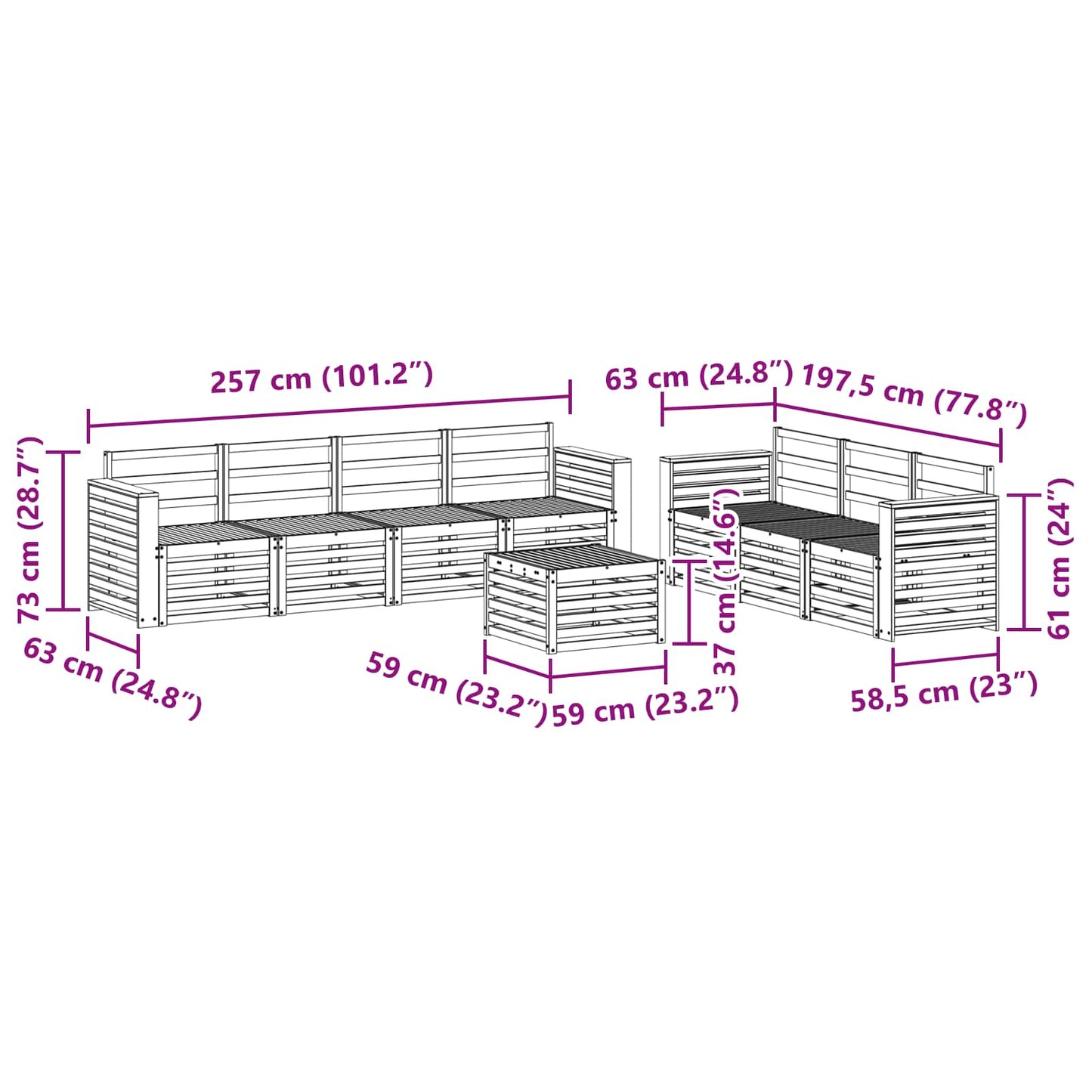 vidaXL Sofa Sets Solid Acacia Wood