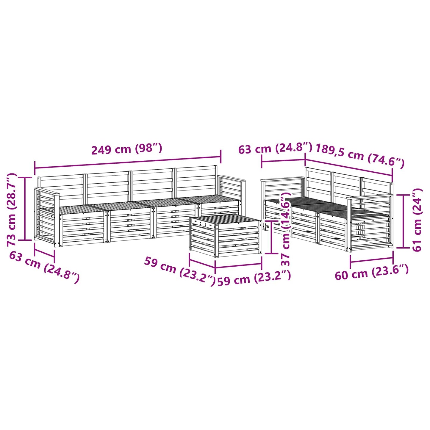 vidaXL Sofa Sets Solid Acacia Wood