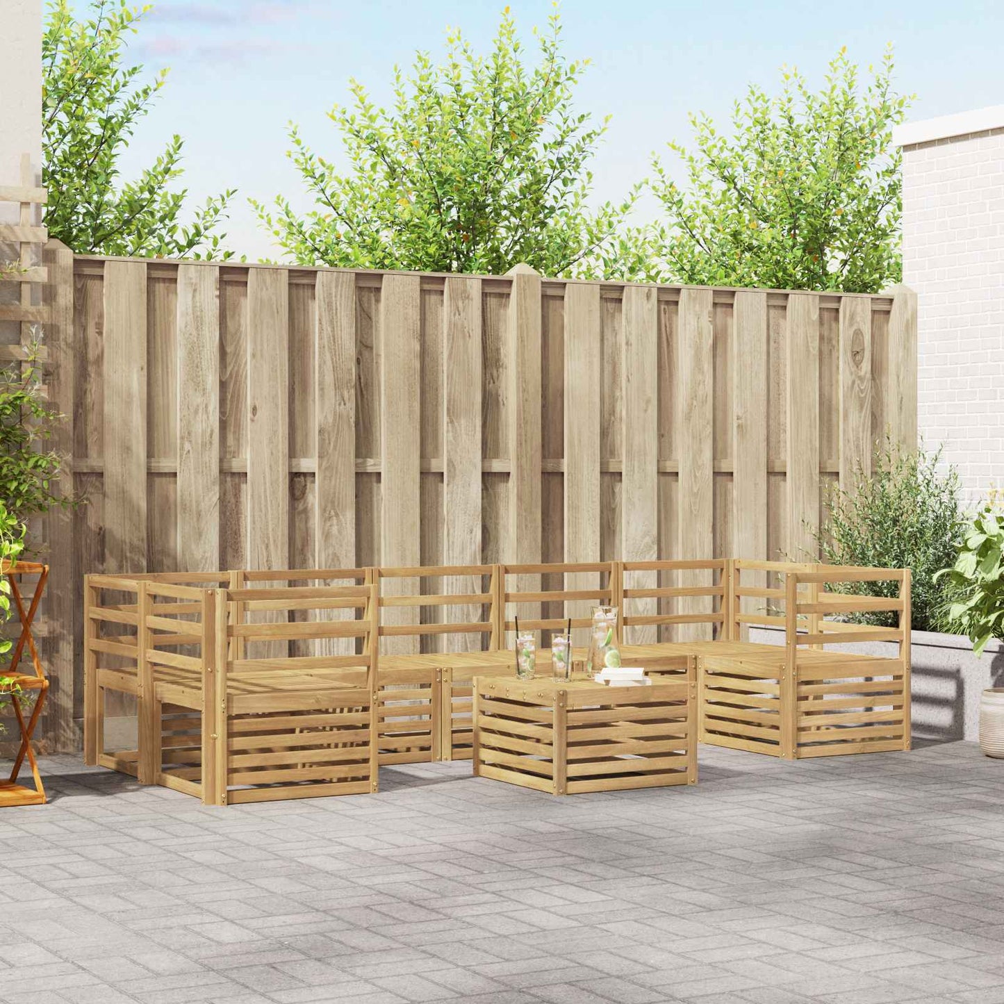 vidaXL Outdoor Sofa Set 8 pcs White Solid Acacia Wood