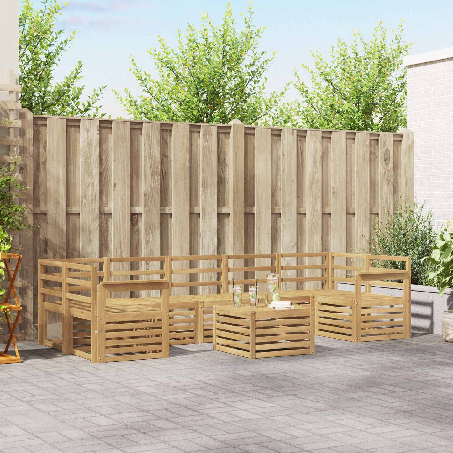 vidaXL Outdoor Sofa Set 8 pcs White Solid Acacia Wood