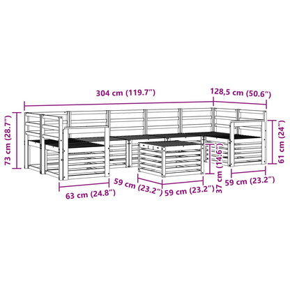 vidaXL Outdoor Sofa Set 8 pcs White Solid Acacia Wood