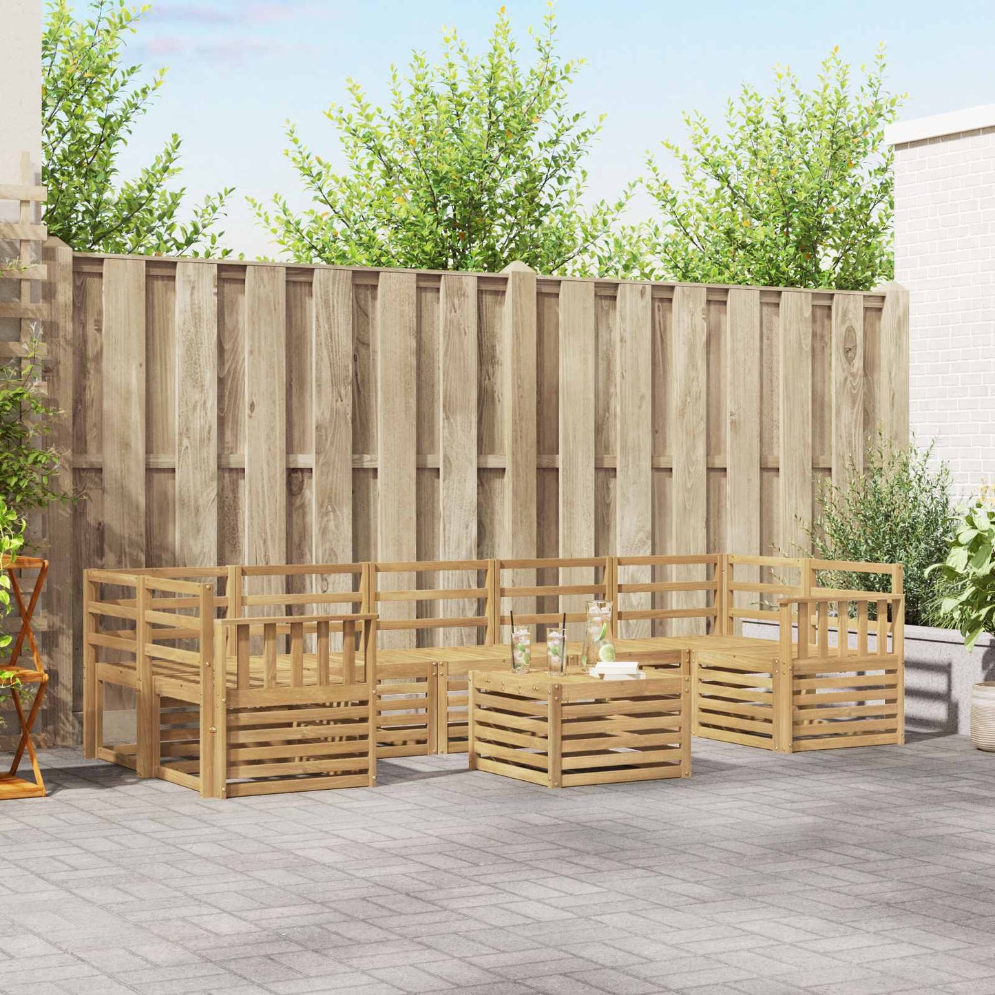 vidaXL Outdoor Sofa Set 8 pcs White Solid Acacia Wood