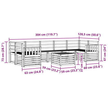 vidaXL Outdoor Sofa Set 8 pcs White Solid Acacia Wood