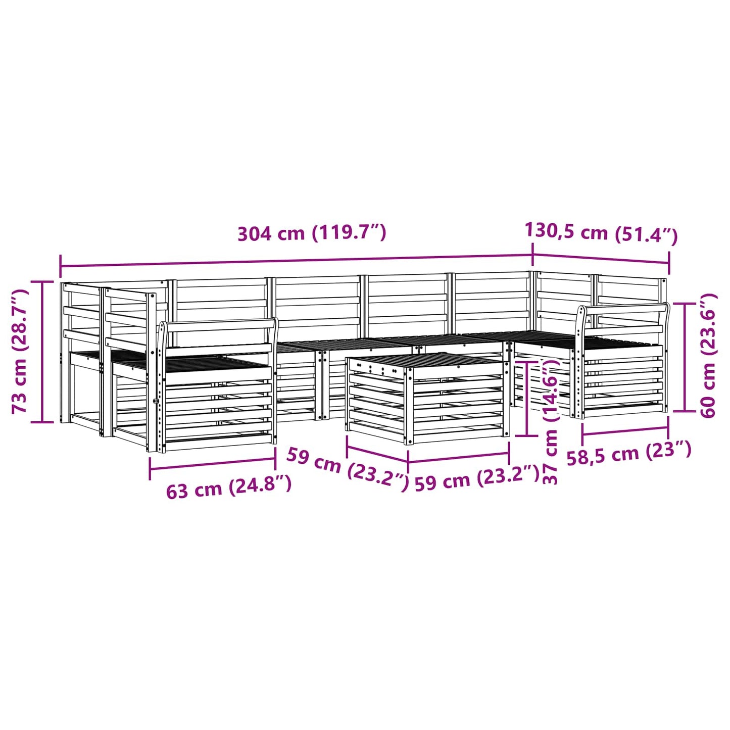 vidaXL Outdoor Sofa Set 8 pcs White Solid Acacia Wood