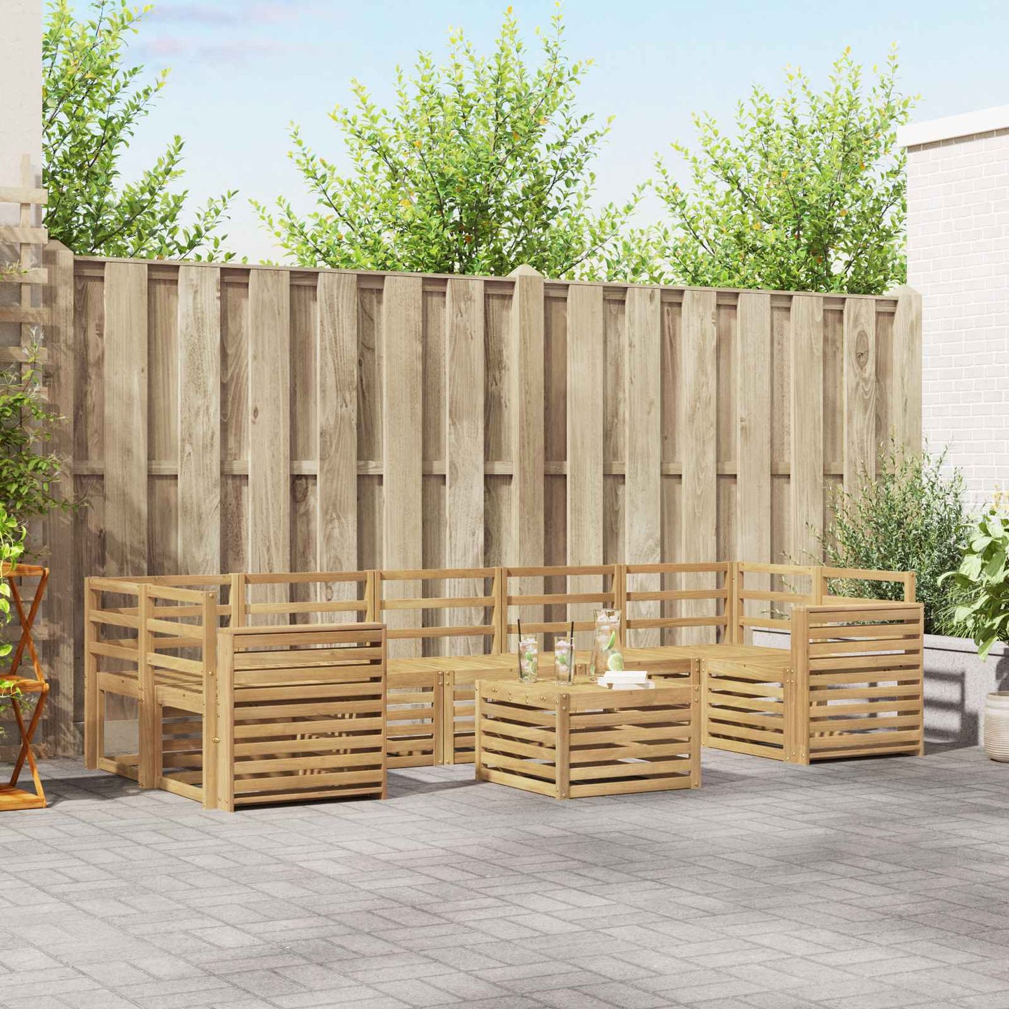 vidaXL Outdoor Sofa Set 8 pcs White Solid Acacia Wood