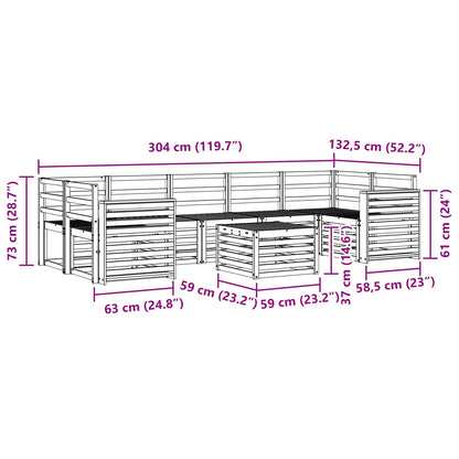 vidaXL Outdoor Sofa Set 8 pcs White Solid Acacia Wood