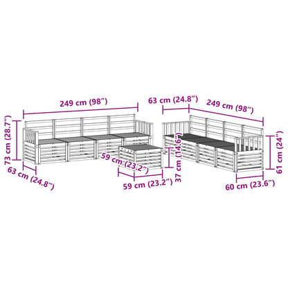 vidaXL Outdoor Sofa Set 9 pcs White 59 x 59 x 37 cm Solid Acacia Wood