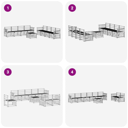 vidaXL Outdoor Sofa Set 9 pcs White 59 x 59 x 37 cm Solid Acacia Wood