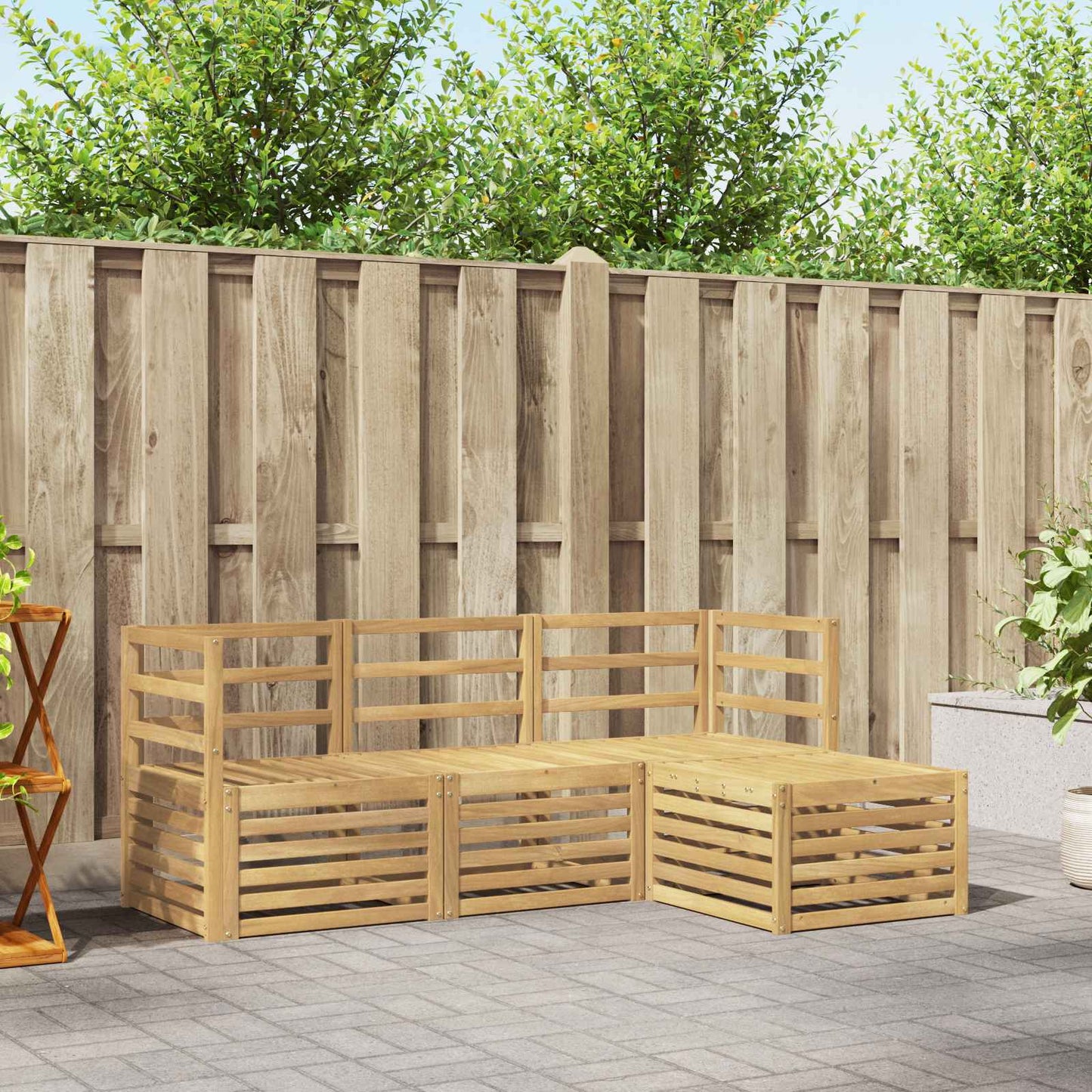 vidaXL Outdoor Sofa Set 4 pcs White Solid Acacia Wood