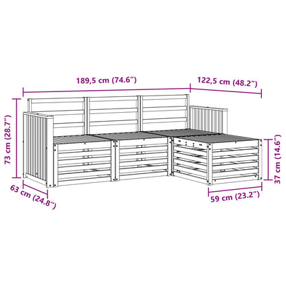 vidaXL Outdoor Sofa Set 4 pcs White 189.5 x 122.5 x 73 cm