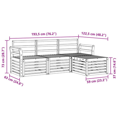 vidaXL Outdoor Sofa Set 4 pcs White 193.5 x 122.5 x 73 cm