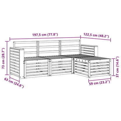 vidaXL Outdoor Sofa Set 4 pcs White 197.5 x 122.5 x 73 cm