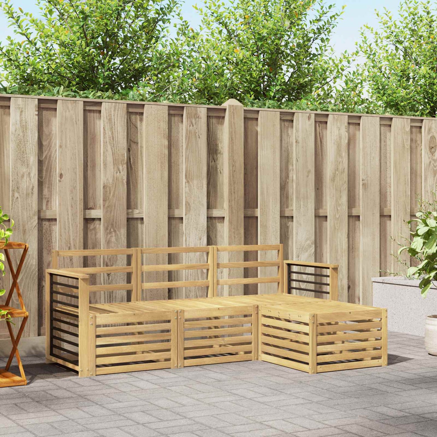 vidaXL Outdoor Sofa Set 4 pcs White Solid Acacia Wood