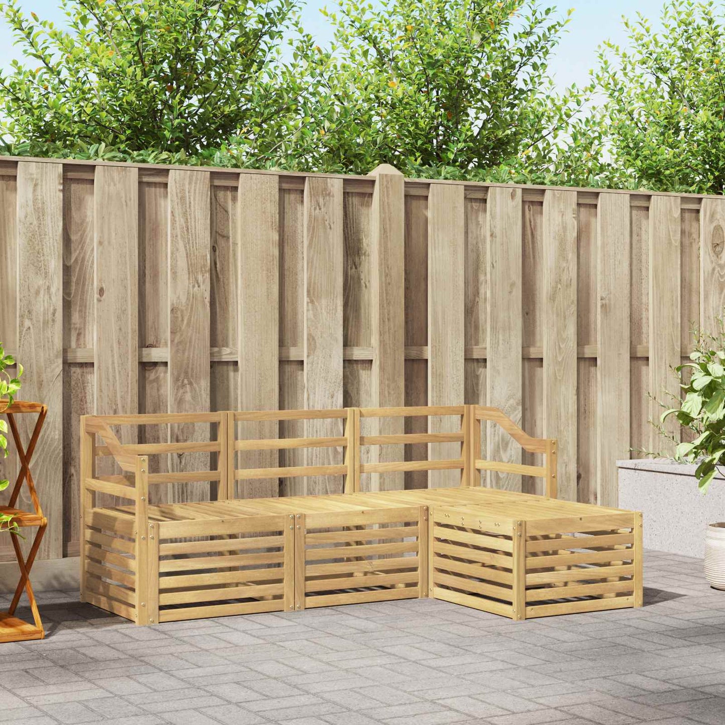 vidaXL Outdoor Sofa Set 4 pcs White Solid Acacia Wood