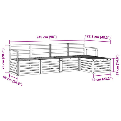 vidaXL Outdoor Sofa Set 5 pcs White 249 x 122.5 x 73 cm