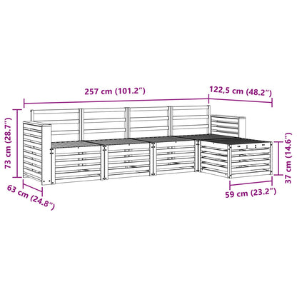 vidaXL Outdoor Sofa Set 5 pcs White 257 x 122.5 x 73 cm