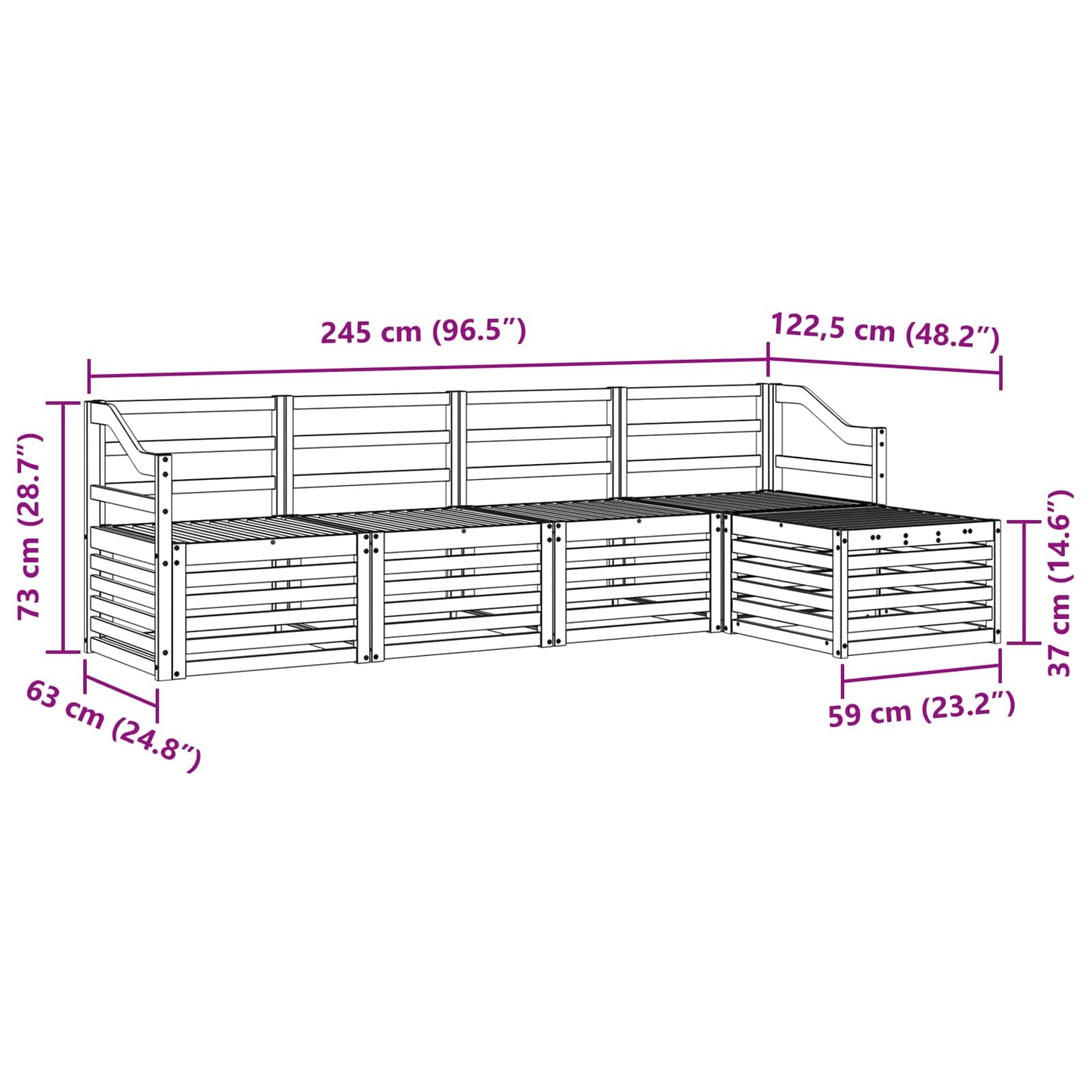 vidaXL Outdoor Sofa Set 5 pcs White Solid Acacia Wood