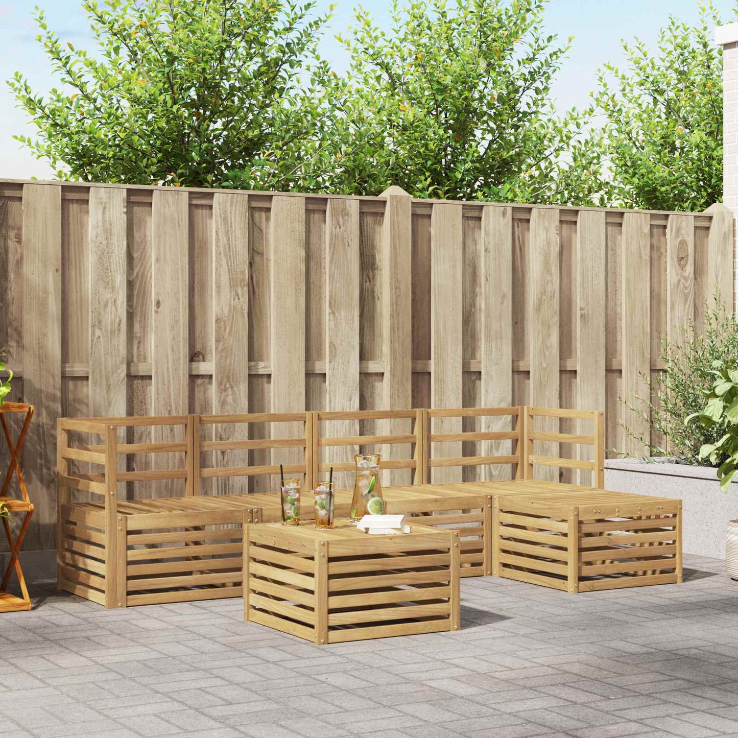 vidaXL Outdoor Sofa Set 6 pcs White Solid Acacia Wood