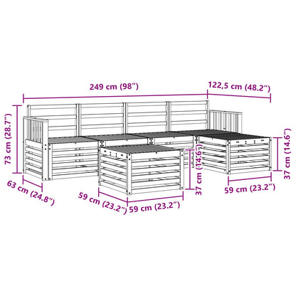 vidaXL Outdoor Sofa Set 6 pcs White 59 x 59 x 37 cm Solid Acacia Wood