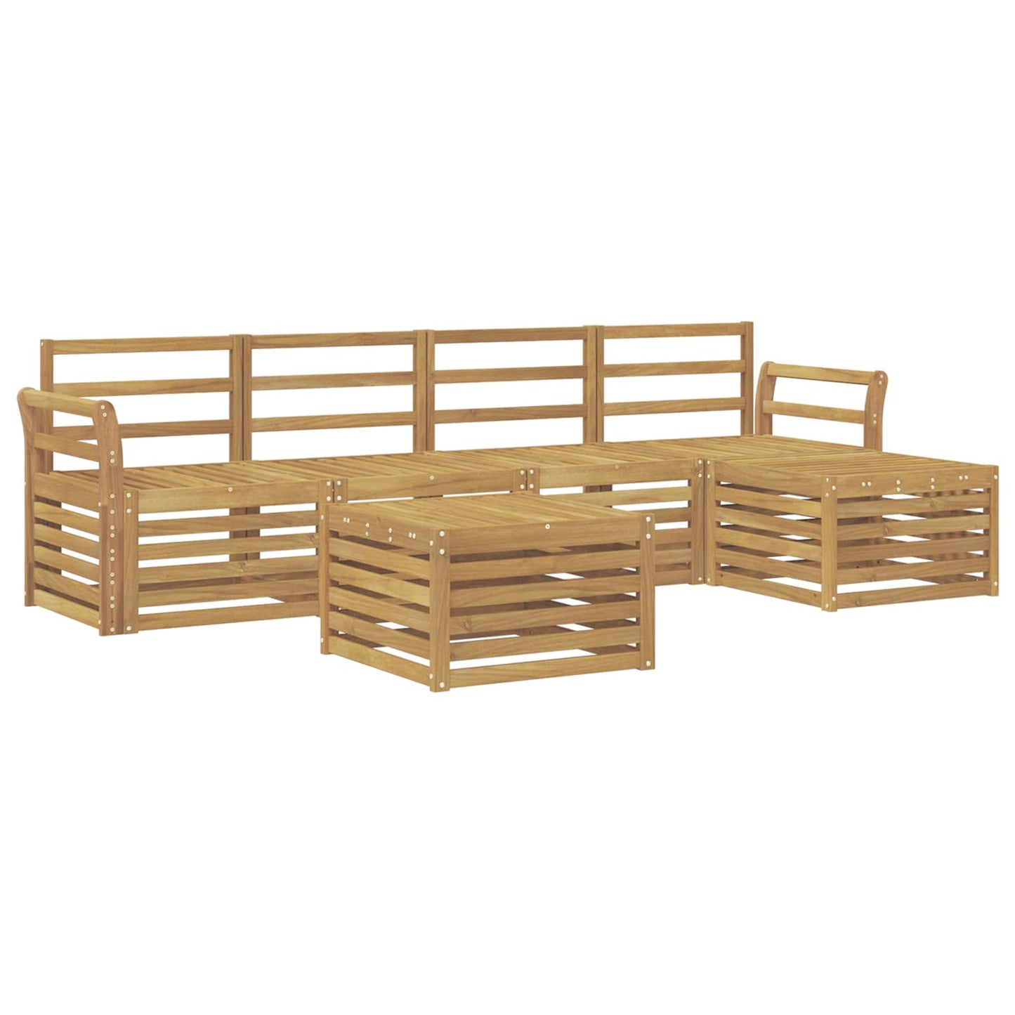vidaXL Outdoor Sofa Set 6 pcs White 59 x 59 x 37 cm Solid Acacia Wood