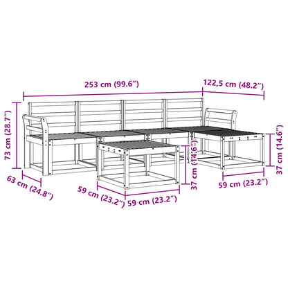 vidaXL Outdoor Sofa Set 6 pcs White 59 x 59 x 37 cm Solid Acacia Wood