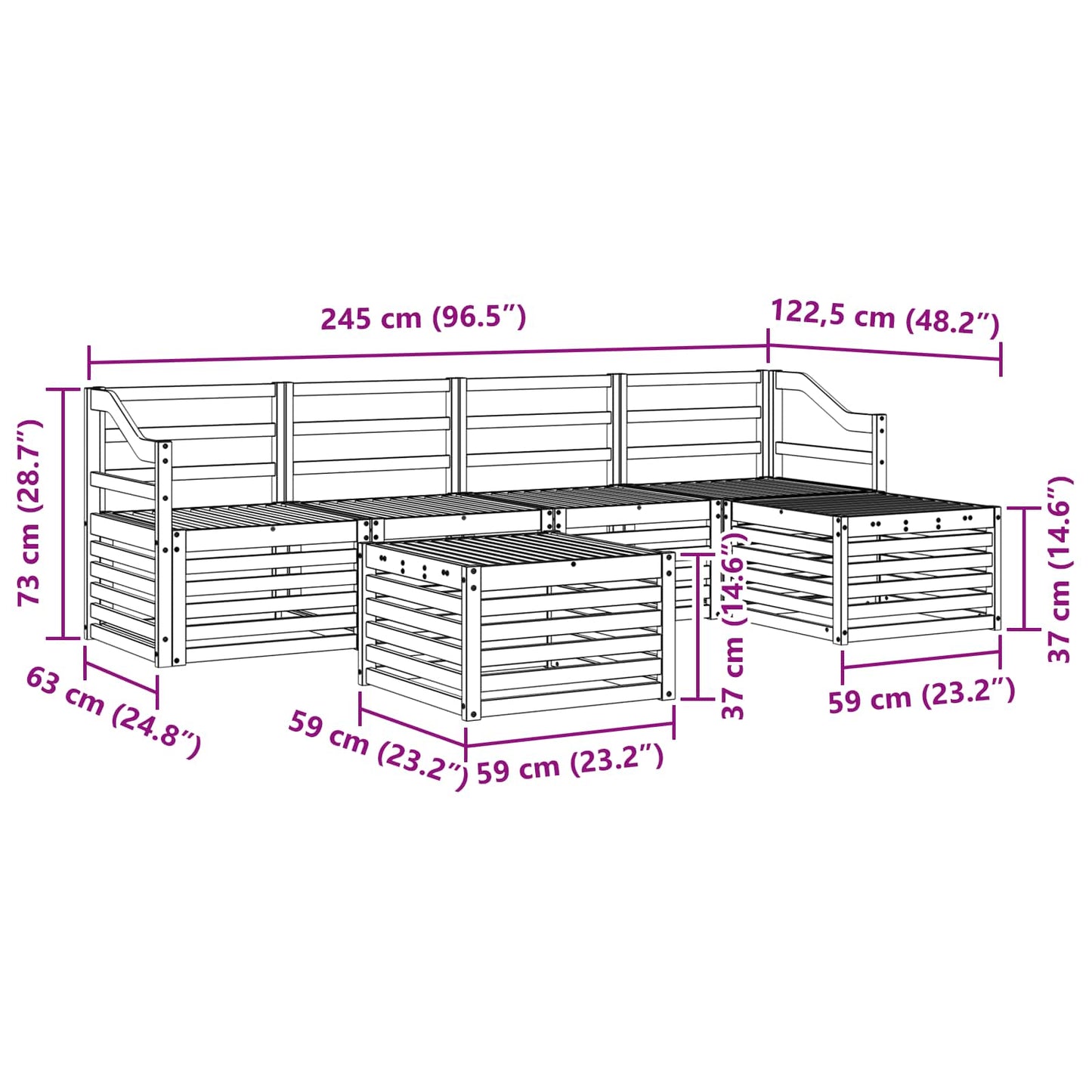 vidaXL Outdoor Sofa Set 6 pcs White Solid Acacia Wood
