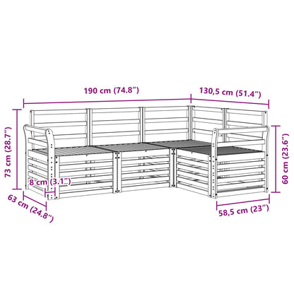 vidaXL Sofa Sets 4 pcs White 190 x 130.5 x 73 cm Solid Acacia Wood