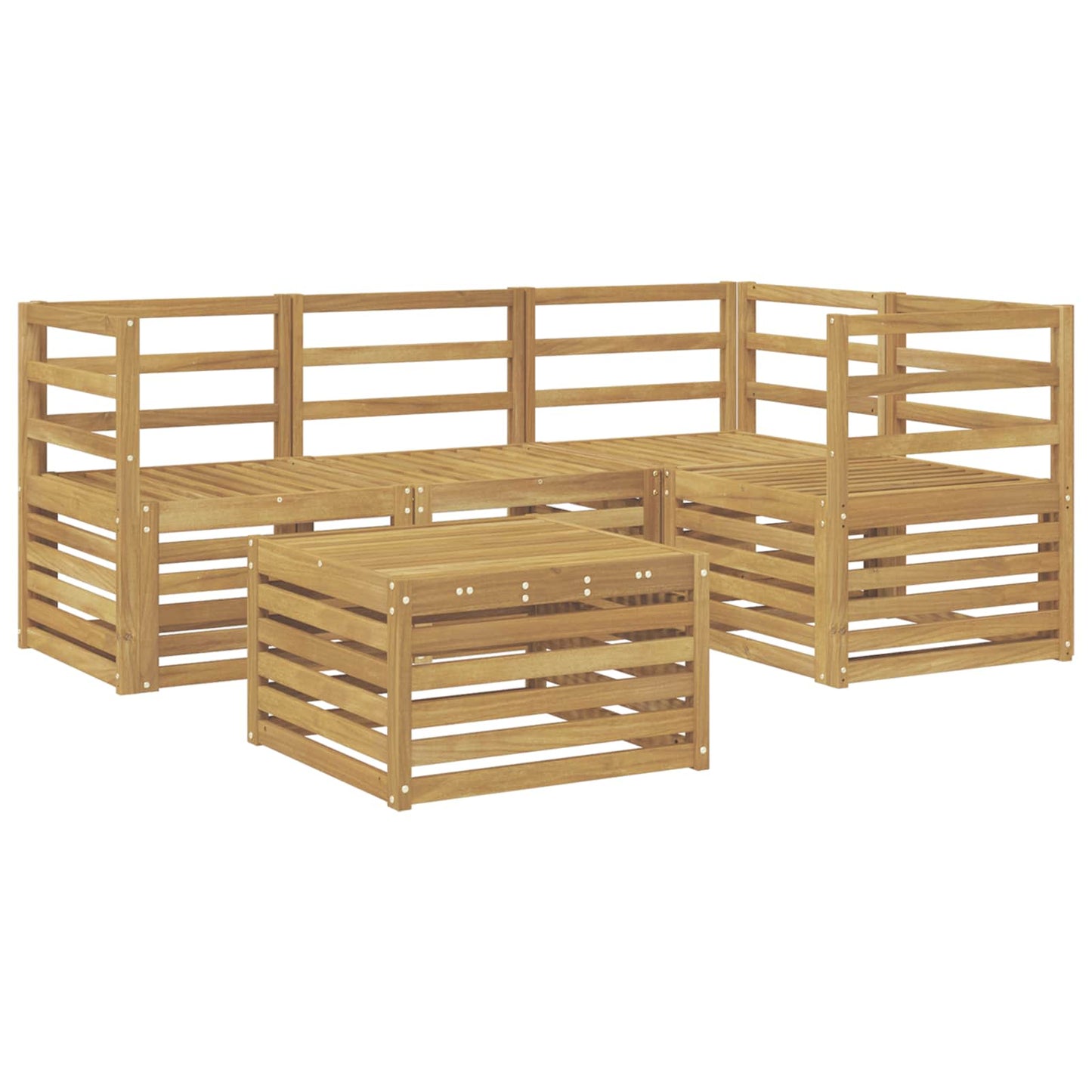 vidaXL Outdoor Sofa Set 5 pcs White 59 x 59 x 37 cm Solid Acacia Wood