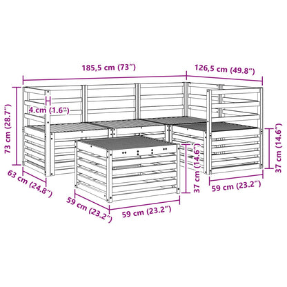 vidaXL Outdoor Sofa Set 5 pcs White 59 x 59 x 37 cm Solid Acacia Wood