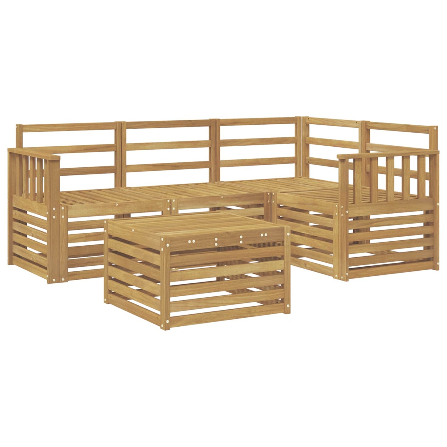 vidaXL Outdoor Sofa Set 5 pcs White 59 x 59 x 37 cm Solid Acacia Wood
