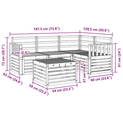 vidaXL Outdoor Sofa Set 5 pcs White 59 x 59 x 37 cm Solid Acacia Wood