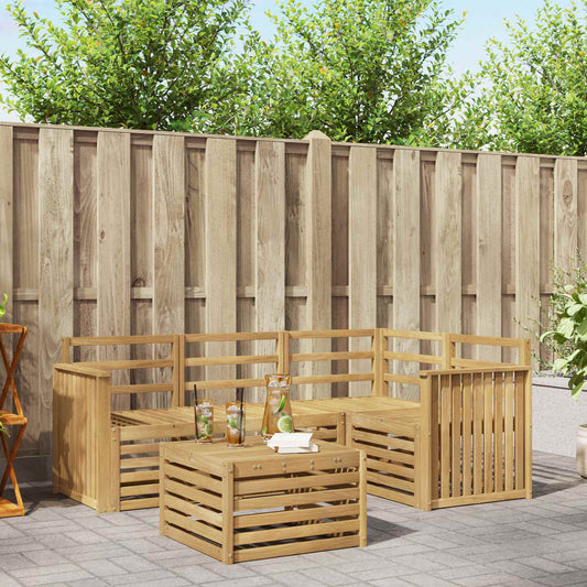 vidaXL Outdoor Sofa Set 5 pcs White 59 x 59 x 37 cm Solid Acacia Wood