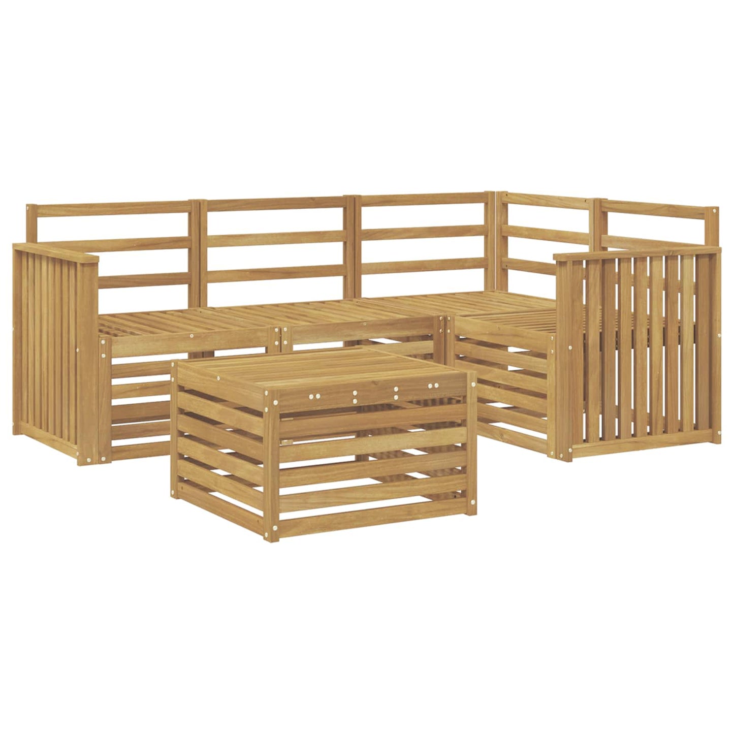 vidaXL Outdoor Sofa Set 5 pcs White 59 x 59 x 37 cm Solid Acacia Wood
