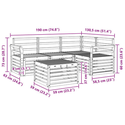 vidaXL Outdoor Sofa Set 5 pcs White 59 x 59 x 37 cm Solid Acacia Wood