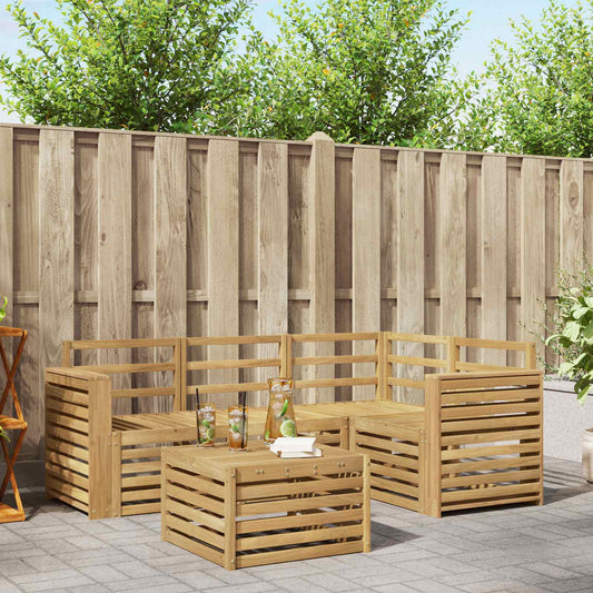 vidaXL Outdoor Sofa Set 5 pcs White 59 x 59 x 37 cm Solid Acacia Wood