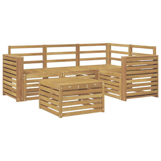 vidaXL Outdoor Sofa Set 5 pcs White 59 x 59 x 37 cm Solid Acacia Wood