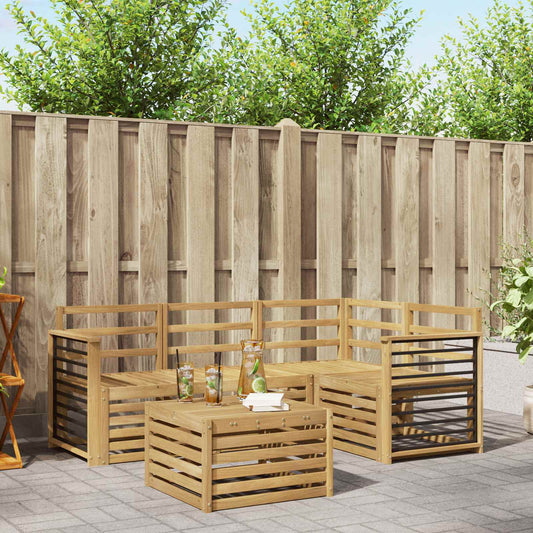vidaXL Outdoor Sofa Set 5 pcs White 59 x 59 x 37 cm Solid Acacia Wood