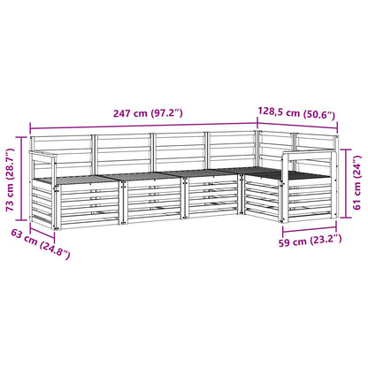 vidaXL Outdoor Sofa Set 5 pcs White 247 x 128.5 x 73 cm