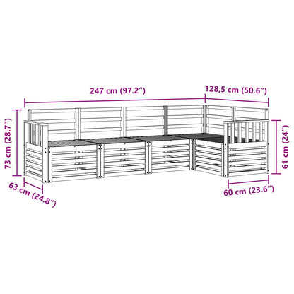 vidaXL Outdoor Sofa Set 5 pcs White 247 x 128.5 x 73 cm